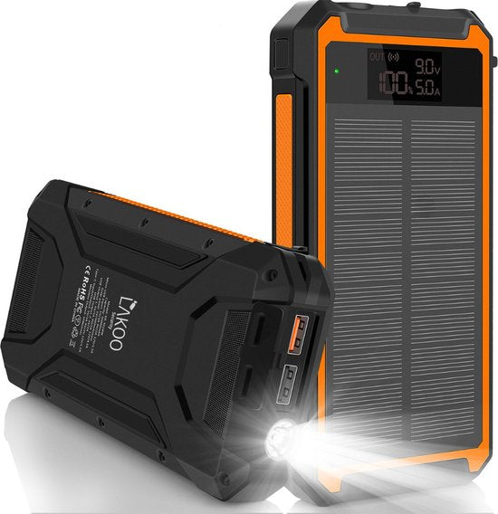 LAKOO Banque d'énergie solaire - banque d'énergie solaire - banque d'énergie - 30000MAH - Babyphone - Babyphone - Alimentation solaire - Lumière LED étanche - Chargement sans fil - Connexion babyphone