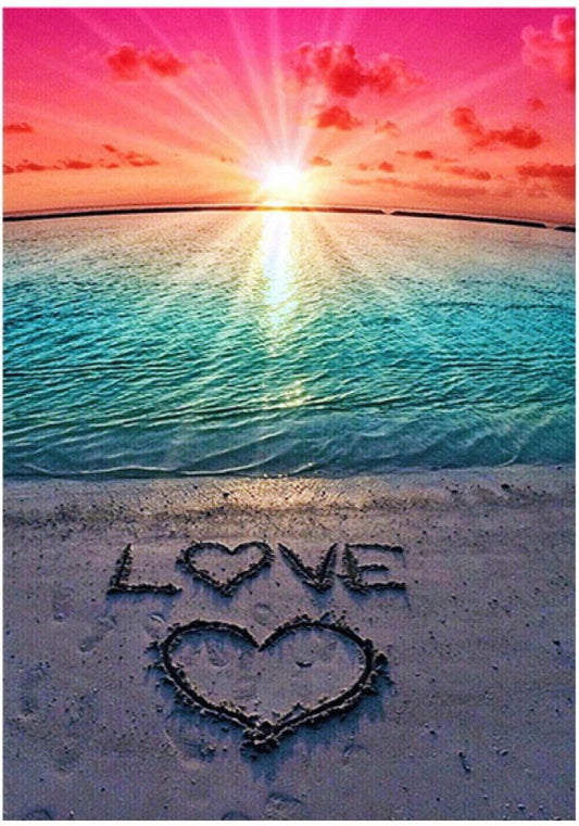 Rubye - Set de peinture au diamant - Sunset LOVE - 30x40 cm - Full Diamond - Outils inclus - Cadeau parfait