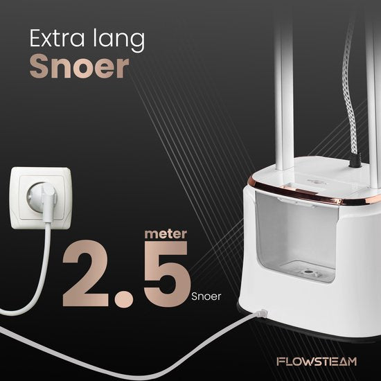FLOWSTEAM® PRO Défroisseur à linge - Défroisseur à main - Nettoyeur vapeur - Défroisseur à linge - 150 minutes de vapeur - Cordon de 2,5 m - Blanc