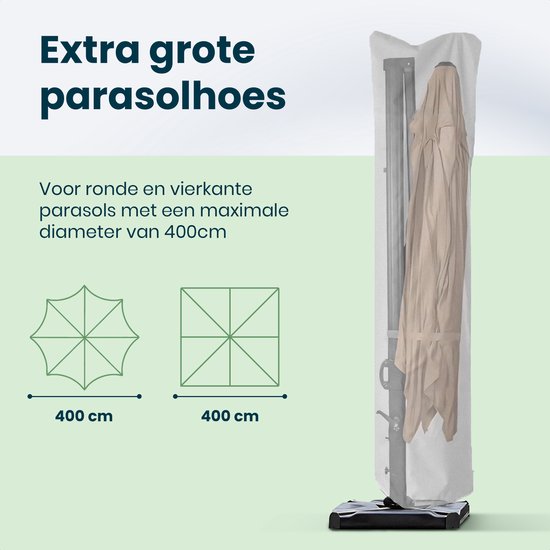 Housse de parasol pour parasol flottant et parasol sur pied - Jusqu'à 400cm - Housse de protection imperméable - Oxford 420D - Aide au montage incluse