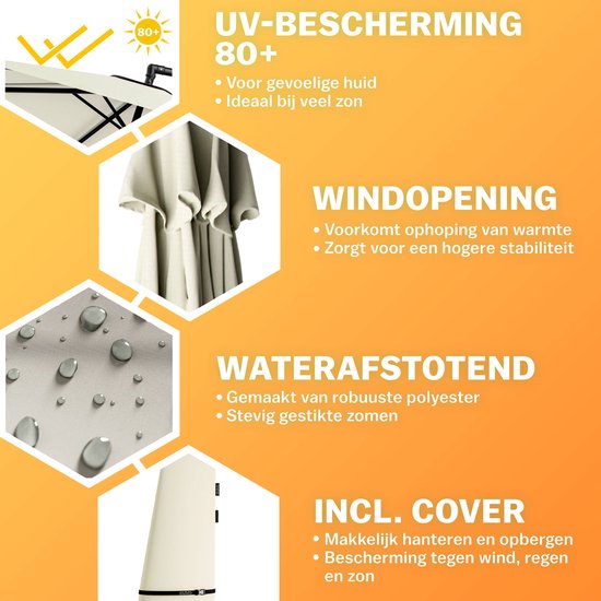 Parasol flottant pliable - Aluminium Ø330cm Protection UV 80+ - Beige
