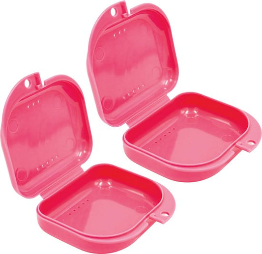 Porte-dents - 2 pièces - Porte-attaches - Rose - Pour - appareils dentaires - Dentures - Porte-dents - Boîte à attaches - Porte-dents - Plateau - Porte-dents