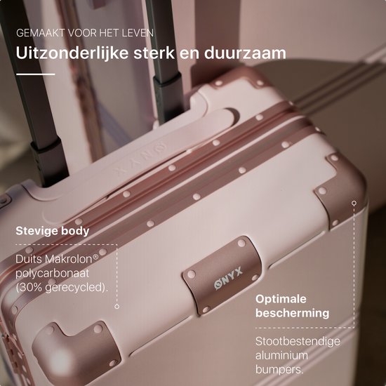 ONYX Hybrid Pro Check-in Suitcase Large 100 Liter - Recycled Polycarbonate and Zipperless Design - Travel suitcase with TSA lock and Spinner wheels - Candy Pink