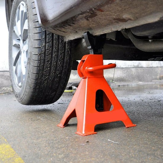 Perel Jeu de supports d'essieu réglables, 2 pièces, hauteur de levage max. 430 mm, chargeable jusqu'à 2 tonnes (chaque), acier, orange