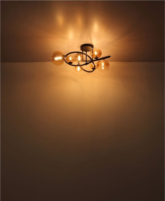 Globo - lampe suspendue - Tuberius - laiton noir - verre métal - Ø 65cm - G9 - 56141-8H