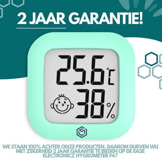 Ease Electronicz Hygromètre - Station météo - Humidimètre - Thermomètre pour l'intérieur - Pile et bande adhésive incluses