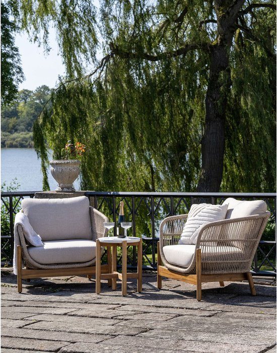 Fauteuil Marron/Beige - Bois d'acacia & Textile - 78,5x86x72 cm - Fauteuil Terracina - House Nordic