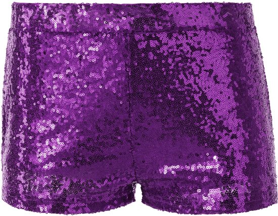 Dressforfun Short à paillettes lilas M - déguisement costume halloween déguisement soirée carnaval déguisement carnaval robe de soirée - 303922