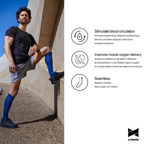 Xtreme Sockswear Compression Socks Running - 2 paires de chaussettes de course - Multi Black - Chaussettes de compression - Taille 45/47