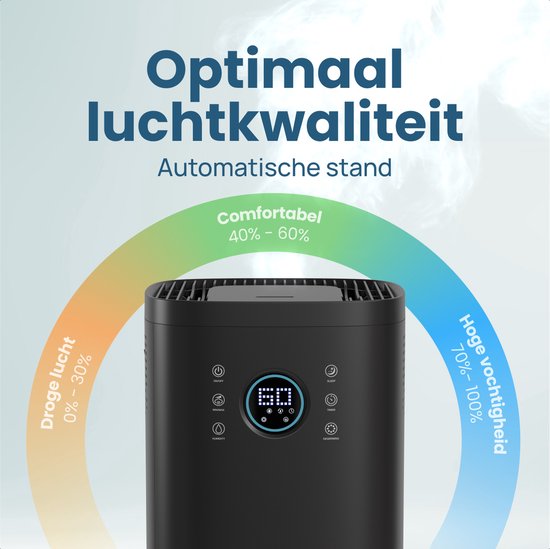 Auronic - Humidificateur - Capacité 4 l - Avec Aromathérapie & Mode Nuit - Sans BPA & Silencieux - Buse 360 degrés - Plastique - Noir