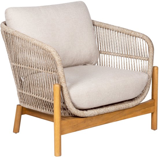 Fauteuil Marron/Beige - Bois d'acacia & Textile - 78,5x86x72 cm - Fauteuil Terracina - House Nordic