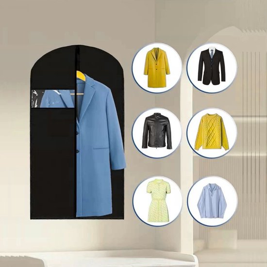 Ceruzo Housses de vêtements 5 pièces - 60x140 cm - Housse de protection - Fenêtre - Noir