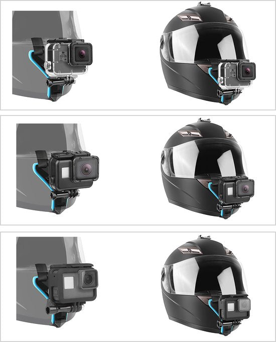 Techvavo® Support de casque pour moto et vélo - Universel - Convient à toutes les caméras d'action - Courroie de casque - Noir