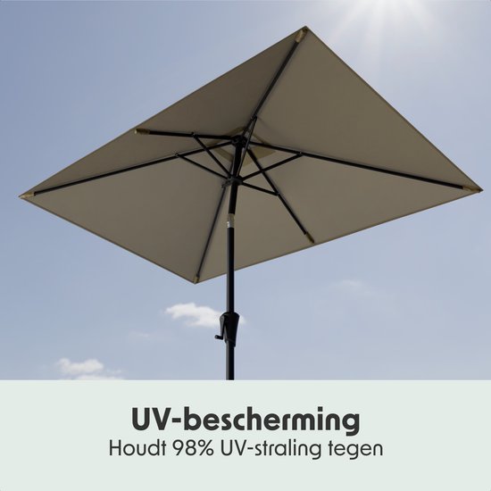LifeGoods Parasol - Jardin - 210x140cm - 30° inclinable - Imperméable - UPF50+ - Taupe