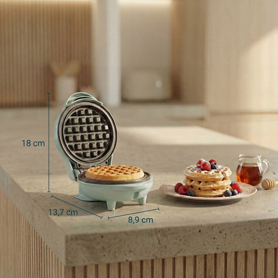 Bestron Gaufrier - AMW500M - 550W - Mini gaufre - Revêtement antiadhésif - Bleu - Garantie 5 ans