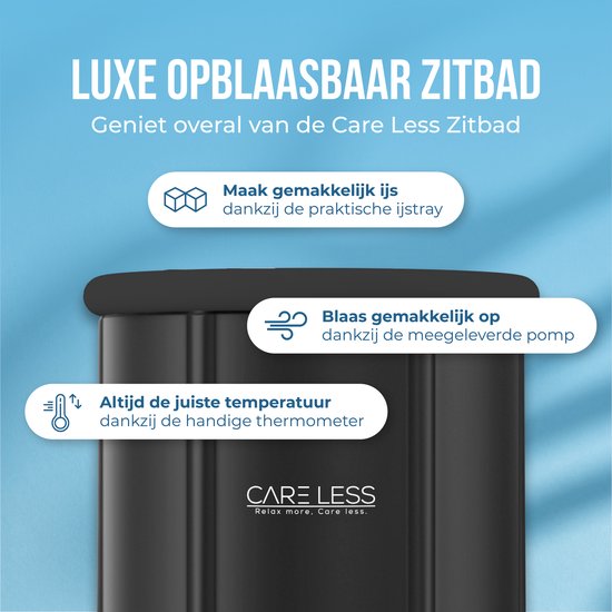Care Less - Ice Bath XL - Baignoire pliable - Baignoire assise - Baignoire plongeante - 85CM - Pliable et avec couvercle - Pompe et tuyau de vidange inclus - Piscine - Seau de bain - Noir