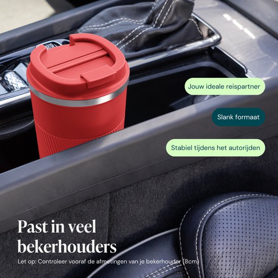 Tasse thermos Castagnola - Tasse à café à emporter - Tasse de voyage pour café et thé - Tasse à thé - 510 ML - acier inoxydable - Rouge