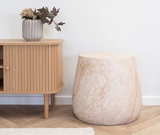House Nordic - Table d'appoint Bonn - Design scandinave - Rond - Naturel - Ø47,5 cm - Compact - Durable - Fiberclay