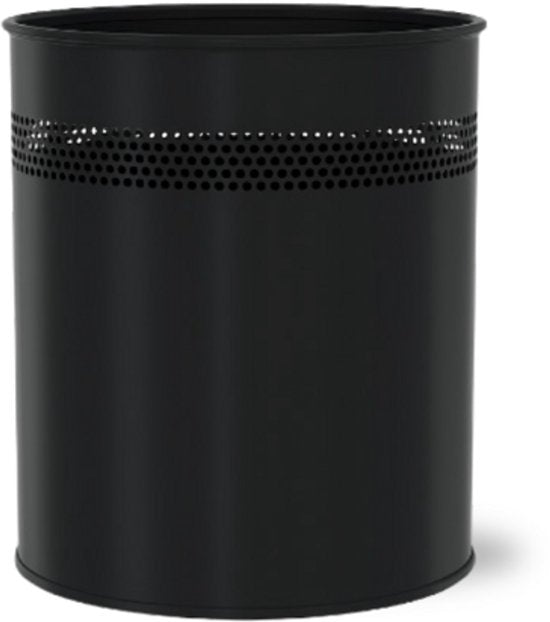 BRASQ Trashcan Metal Office/Home Use - Poubelle - Corbeille à papier - Rond - Poubelles - Noir 15 litres