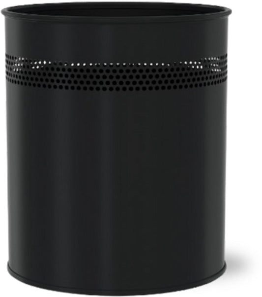 BRASQ Trashcan Metal Office/Home Use - Poubelle - Corbeille à papier - Rond - Poubelles - Noir 15 litres
