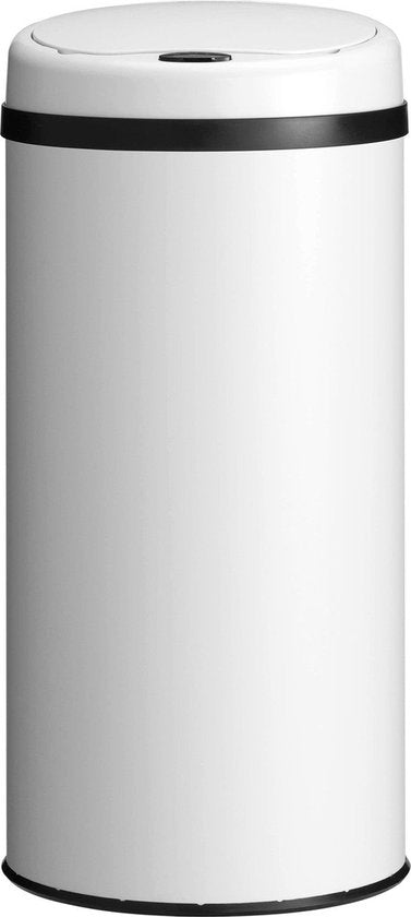 Poubelle automatique / Poubelle à déchets / Poubelle à détecteur - 40 litres - Blanc - Rond