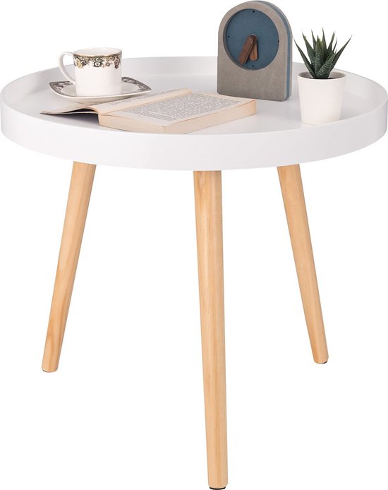 Rootz Table d'appoint - Support de café - Table de chevet - Accent de salon - Support de salon - Table d'appoint - Blanc - 50 x 44 cm (ø x H)