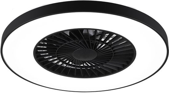 REALITY HALMSTAD - Ventilateur de plafond - Noir mat - incl. 1x SMD 40W - Trois niveaux de vitesse - Variateur intégré - Couleur de lumière réglable - Dimmable en continu - Télécommande