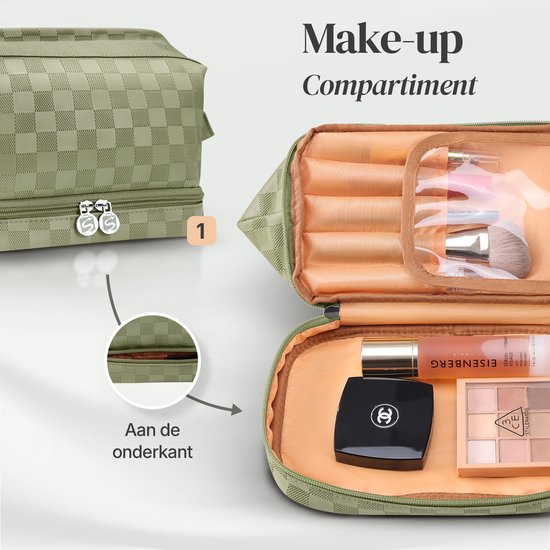 Skycases Travel Essentials - Trousse de toilette et de maquillage - Imperméable et compacte - Convient pour le voyage et l'usage quotidien - Unisexe - Vert Matcha