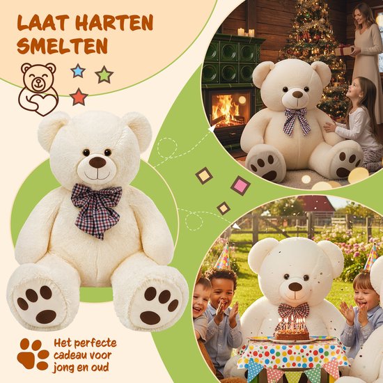 Monzana Teddy Bear XL - Peluche sur pied 100cm - Crème