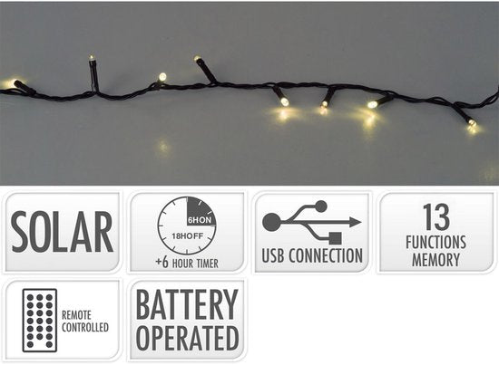 Guirlande lumineuse LED Lifetime Blanc chaud 20 m Soleil