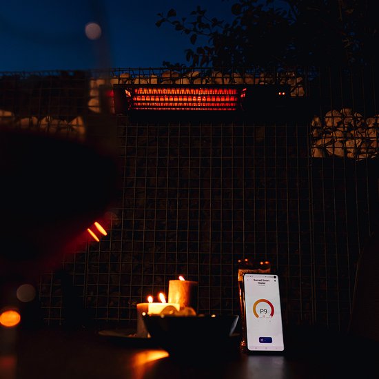Sunred - Triangle - Dark line - Noir - Modèle mural - Chauffage de terrasse - Technologie Carbon Rose Gold - 2500 W - ECO - 9 réglages - Télécommandable - SMART - APP - Timer - Chauffage électrique - Chauffage SMART - Chauffage SLIMME