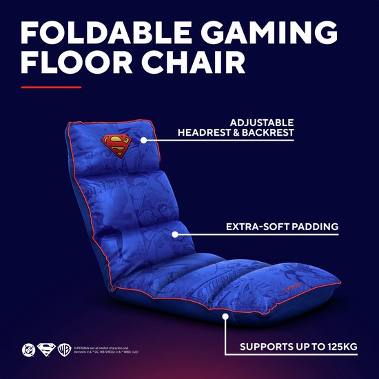 Trust GXT 718SM RAYZEE SUPERMAN - Chaise de jeu au sol - Pliable - Chaise souple - Superman