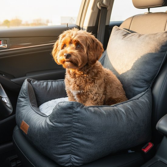 By Cee Cee Dog Basket Car - Très luxueux panier pour chien de voiture - Siège arrière pour chien de voiture - Panier pour chien de voiture - Couverture pour chien de siège de voiture - Siège de voiture pour chien - Aussi pour siège latéral - Anthracite -