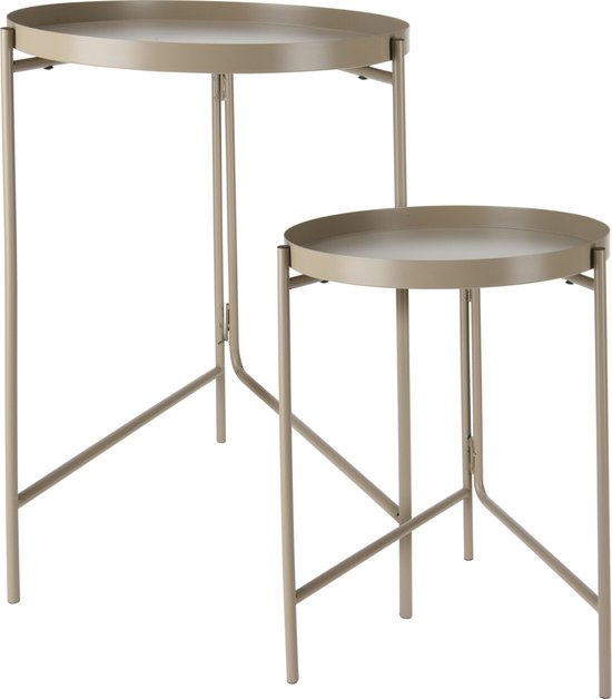 Home & Styling Tables d'appoint/porte-plantes - 2 pièces - champagne/doré - métal - D31 x H38 cm/D36 x H45 cm
