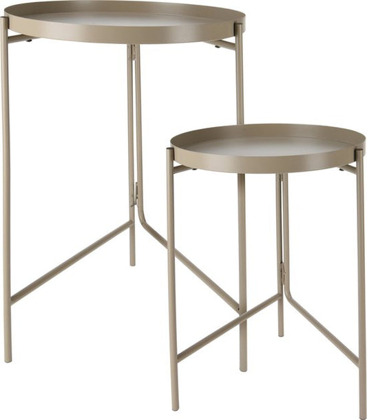 Home & Styling Tables d'appoint/porte-plantes - 2 pièces - champagne/doré - métal - D31 x H38 cm/D36 x H45 cm