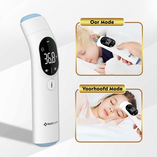 MostEssential Thermomètre infrarouge PRO Edition - Thermomètre auriculaire - Thermomètre de fièvre - Thermomètre frontal - Thermomètre corporel - Thermomètre de fièvre pour adultes, enfants et bébés - Sans contact - 20F