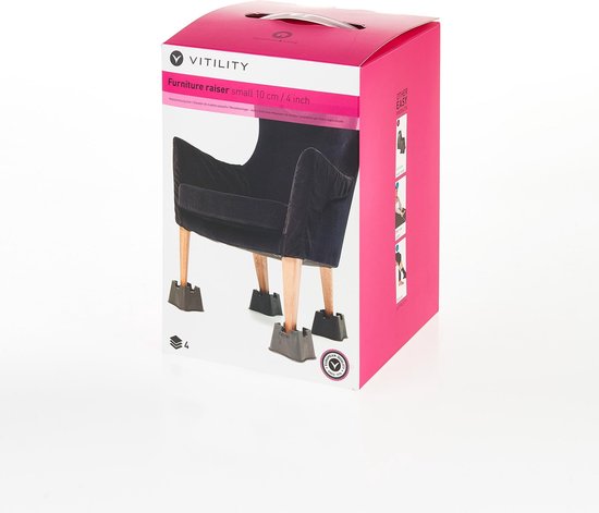 VITILITY Rehausseur de meubles - petit - Aide au lit - Rehausseur de chaise - Rehausseur de lit - Noir