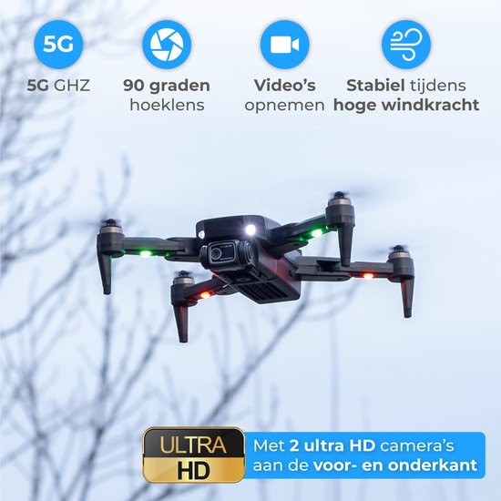 Drone avec caméra et GPS, Nuvance, Mini caméra 1080p, Extérieur / intérieur, Sac de rangement, 2 batteries
