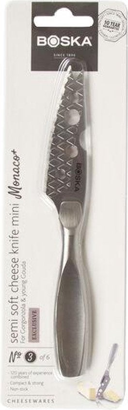Couteau à fromage Boska Semi-soft Mini Monaco+ No.3 - Couteau à fromage à pâte molle - Couteau à brie - acier inoxydable - Couteau à fromage lavable au lave-vaisselle - Ustensiles de cuisine - Accessoires de cuisine - Garantie 10 ans