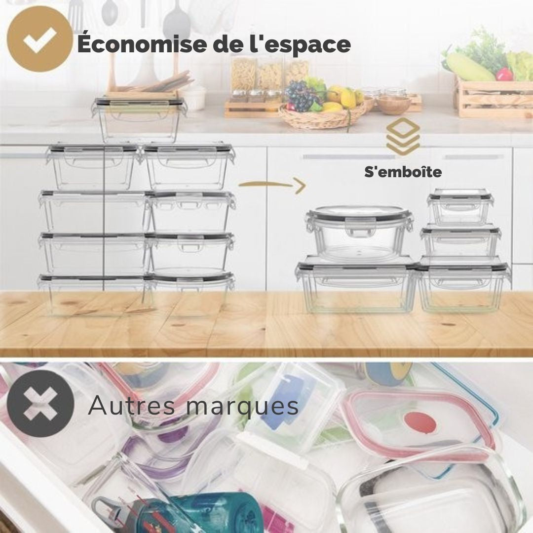 Set de 16 boîtes de conservation - Stosh® – 5 tailles – Hermétiques & étanches - Compatible congélateur, micro-ondes et lave-vaisselle - Plastique sans BPA
