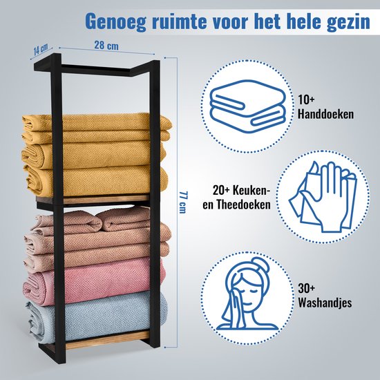 SV Living Porte-serviettes - Porte-serviettes - Pour la salle de bain et la cuisine - 77*28*14cm