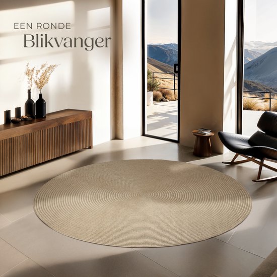 tectake® Tapis tressé - Style Boho - Tapis en jute pour l'intérieur et l'extérieur - Durable et facile d'entretien - Maintien des formes et respectueux des allergies - Tapis rond - Ø160 cm