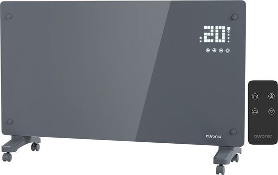 Chauffage Électrique - Auronic - Convecteur avec Thermostat et Télécommande - Panneaux chauffants - jusqu'à 30 m² - Chauffage 2500W - Gris