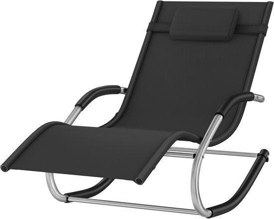 tectake® Lounger Taya - Chaise longue ergonomique pour le jardin, la terrasse, le balcon - Fauteuil de relaxation avec fonction de basculement - Chaise de jardin avec accoudoirs confortables, appui-tête et compartiment de rangement - Résistant aux intempé