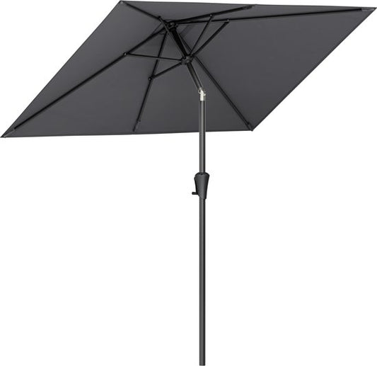 LifeGoods Parasol - Jardin - 210x140cm - 30° inclinable - Imperméable - UPF50+ - Gris foncé