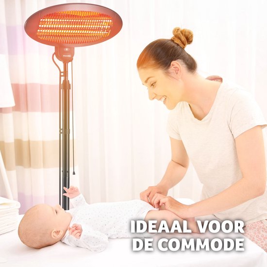 tectake® - Chauffage infrarouge - Chauffage avec support ou fixation murale - Lampe chauffante pour table à langer - Chauffage pour salle de bain - Chauffage infrarouge pour terrasse - Chauffage électrique - 2000W - 3 niveaux