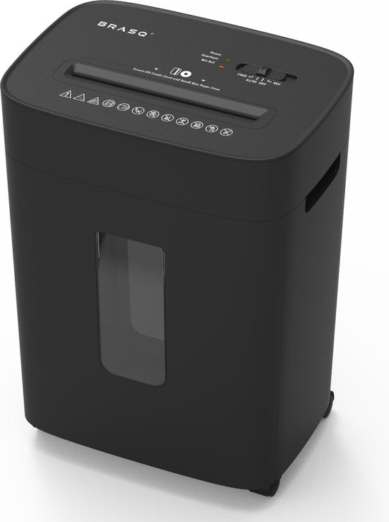 BRASQ Déchiqueteuse de papier avec corbeille noire - Déchiqueteuse de papier de 20 litres pour la maison et le bureau - Déchiqueteuse de cartes de crédit - P4 - 15 feuilles micro déchiquetées 4 x 38 mm