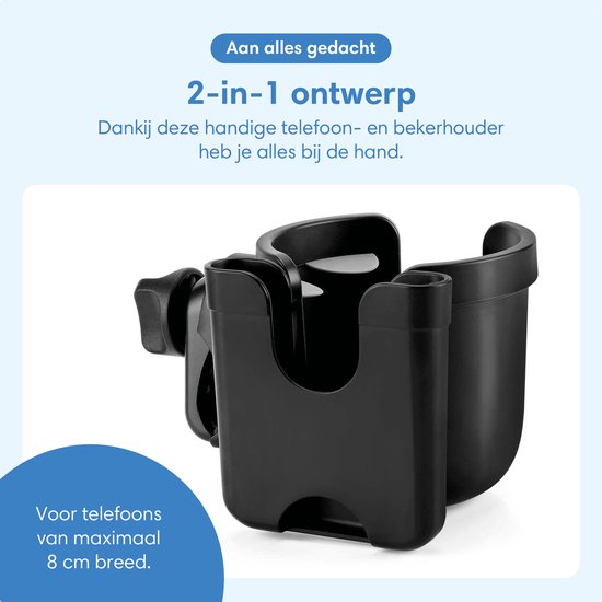 Safe Age® universal Cup Holder & Phone Holder - pour rollator, fauteuil roulant, landau et autres