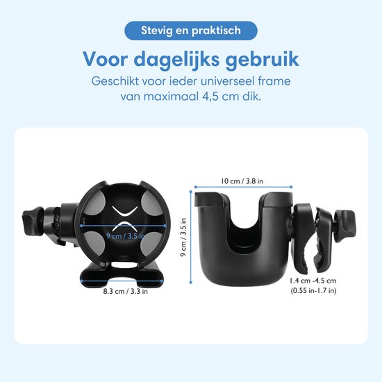 Safe Age® universal Cup Holder & Phone Holder - pour rollator, fauteuil roulant, landau et autres