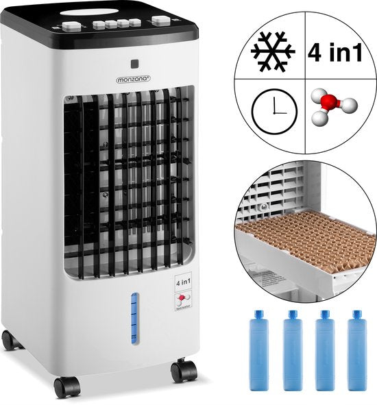 Monzana Ventilateur de climatisation mobile - 4 fonctions 3.5L - Blanc Noir